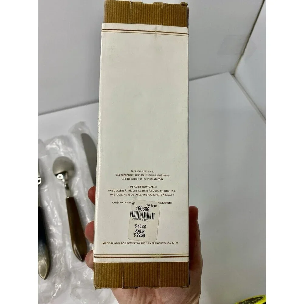 Pottery Barn Horn Flatware 2008-2009 Genuine Horn‎ 5 Piece Place Setting Read #5